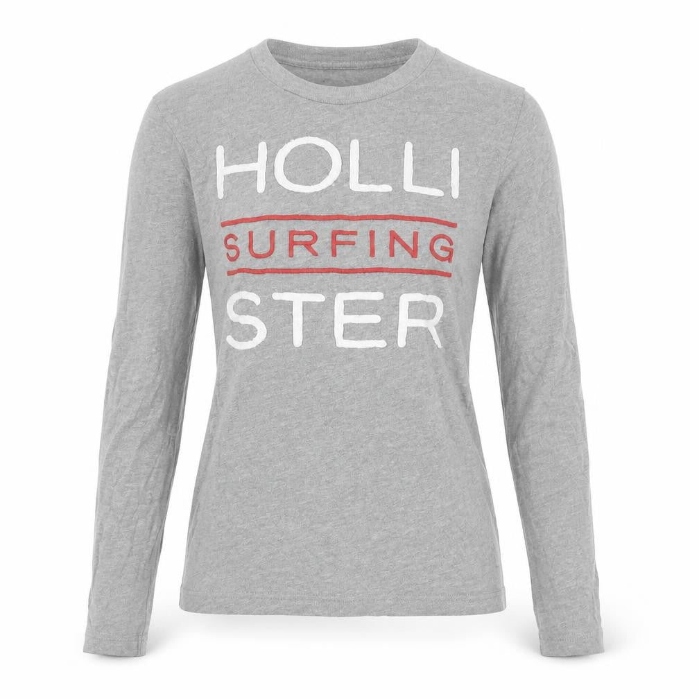 Hollister Teens Grey Long Sleeve Surfing T-Shirt S
