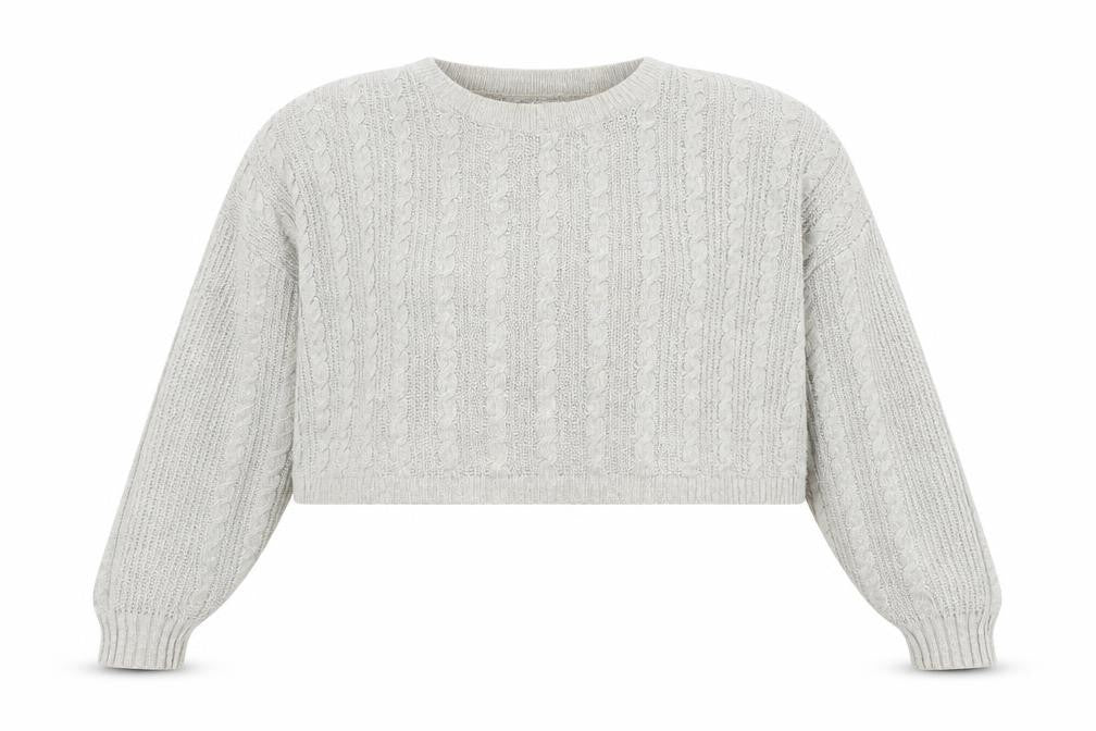 Hollister Women's Grey Cable-Knit Pullover Jumper M
