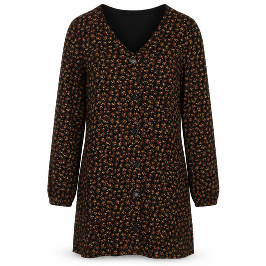 Cameo Rose Women's Black Floral Shirt Dress 8