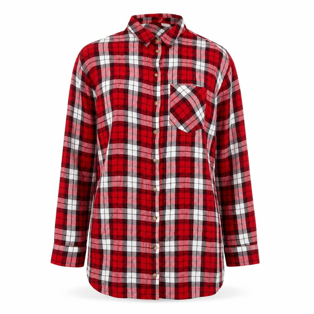 H&M Women’s Red Plaid Button-Up Shirt Size 6