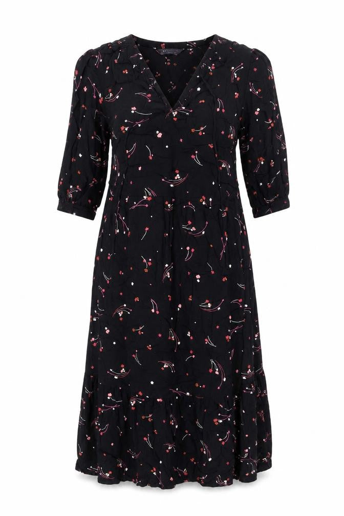 Marks & Spencer Women's Black Floral A-Line Midi Dress