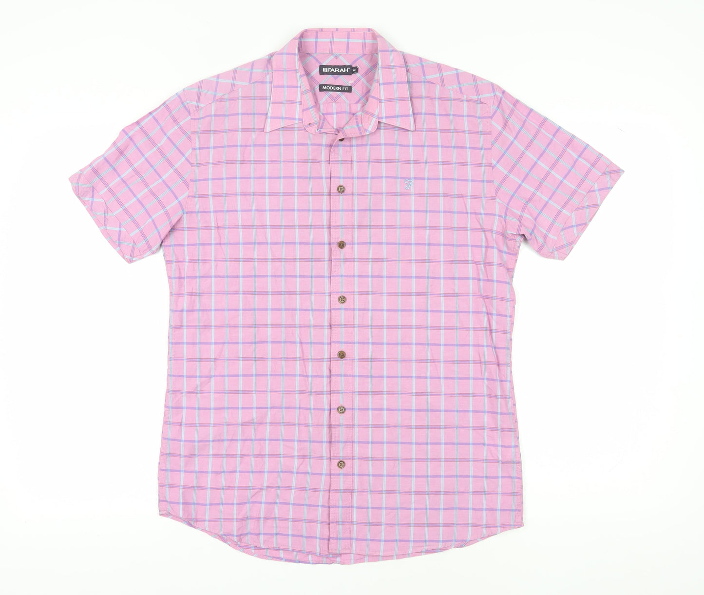 Farah Men's Pink Check Button-Up Shirt M