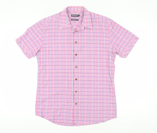 Farah Men's Pink Check Button-Up Shirt M