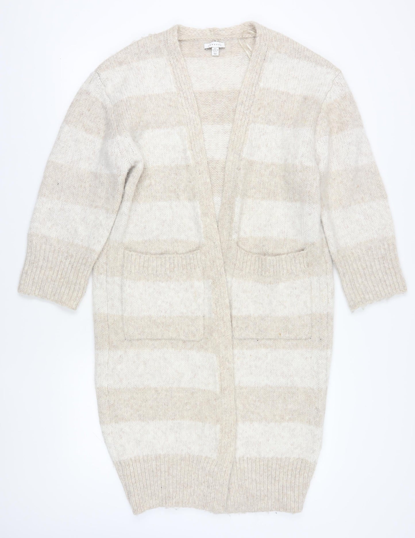 Topshop Women’s Beige Striped Cardigan Size S