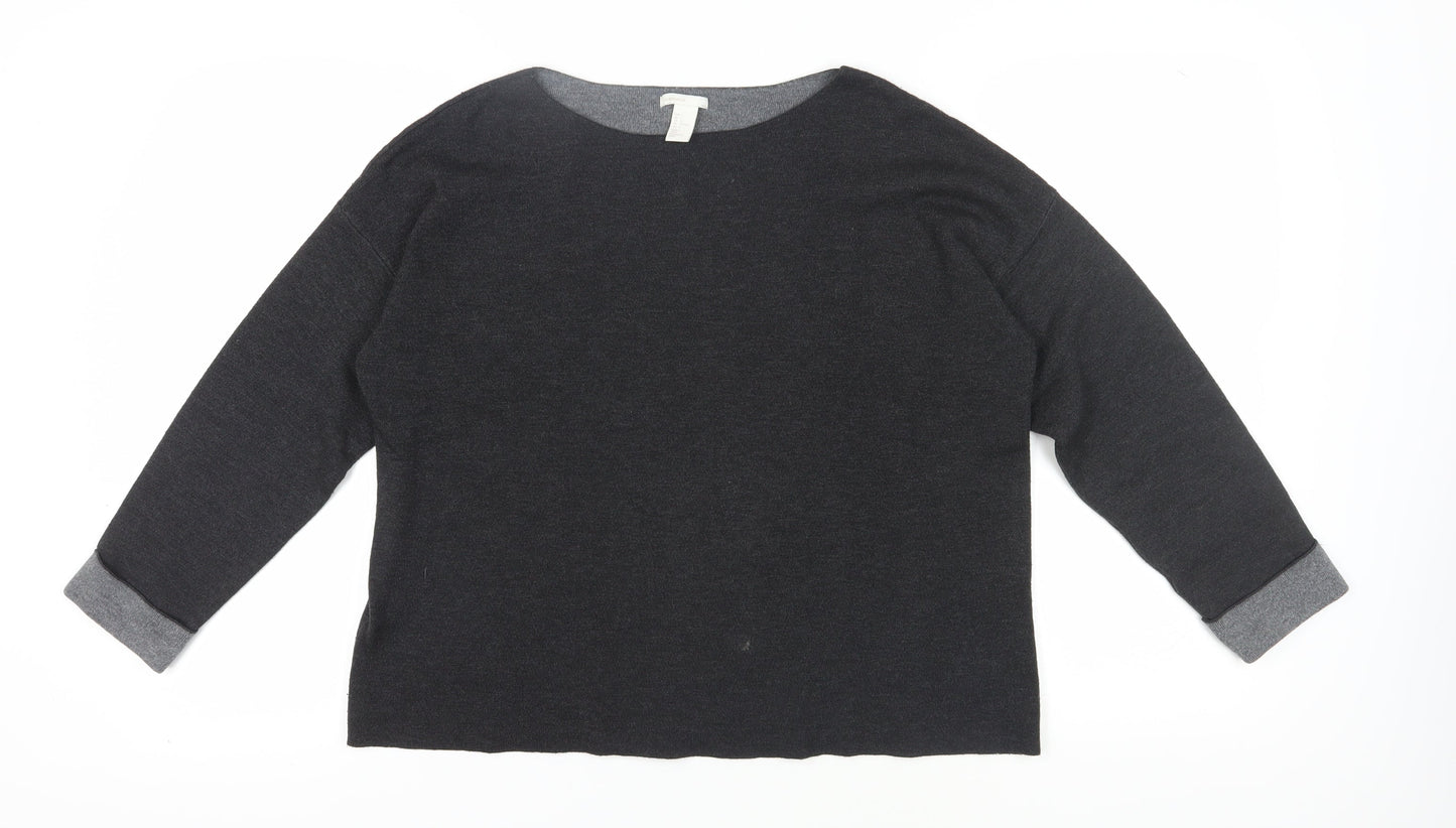 H&M Women's Black Wool Blend Pullover, Size L