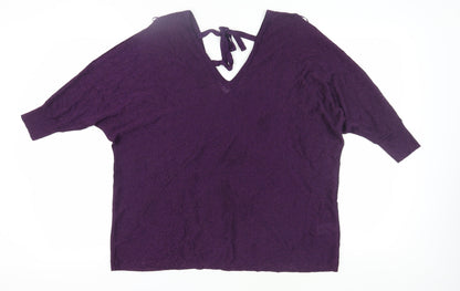 Next Women's Purple XL V-Neck Dolman Pullover Jumper