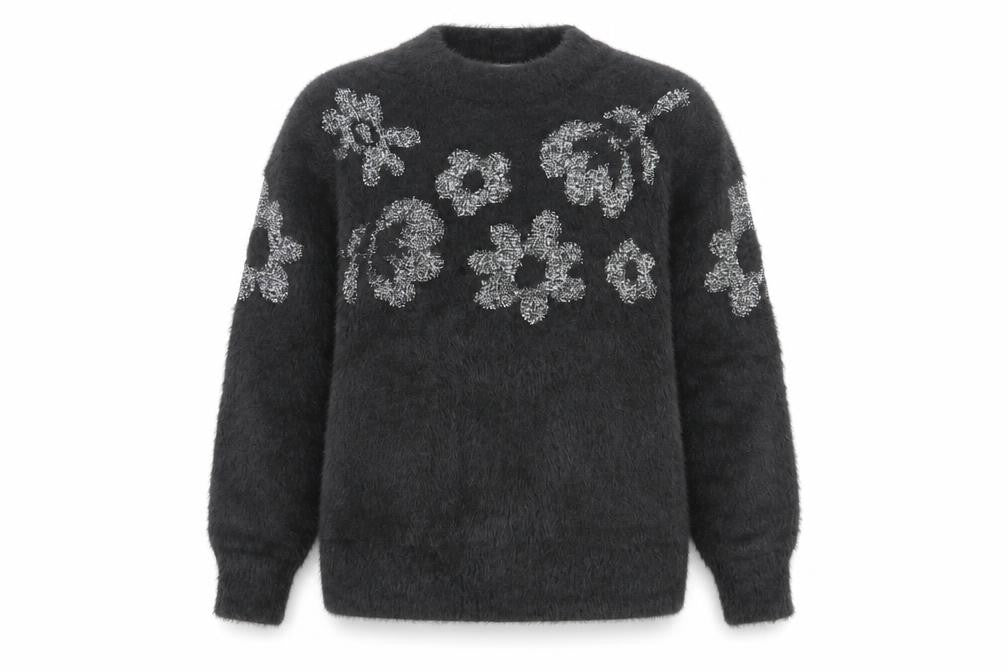 Next Girls Black Floral Pullover Jumper - Size 5 Years