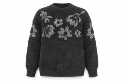 Next Girls Black Floral Pullover Jumper - Size 5 Years