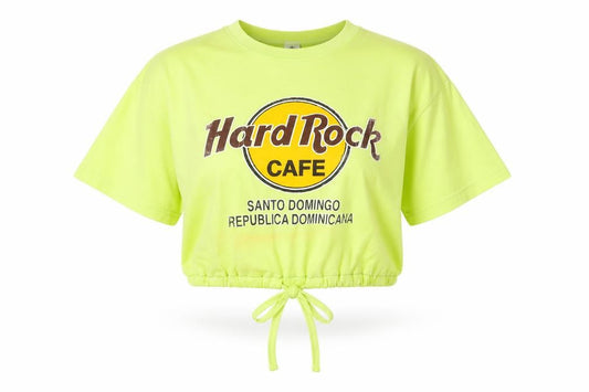 Velero Womens Sport Hard Rock Cafe Green Cropped T-Shirt, Medium, Casual