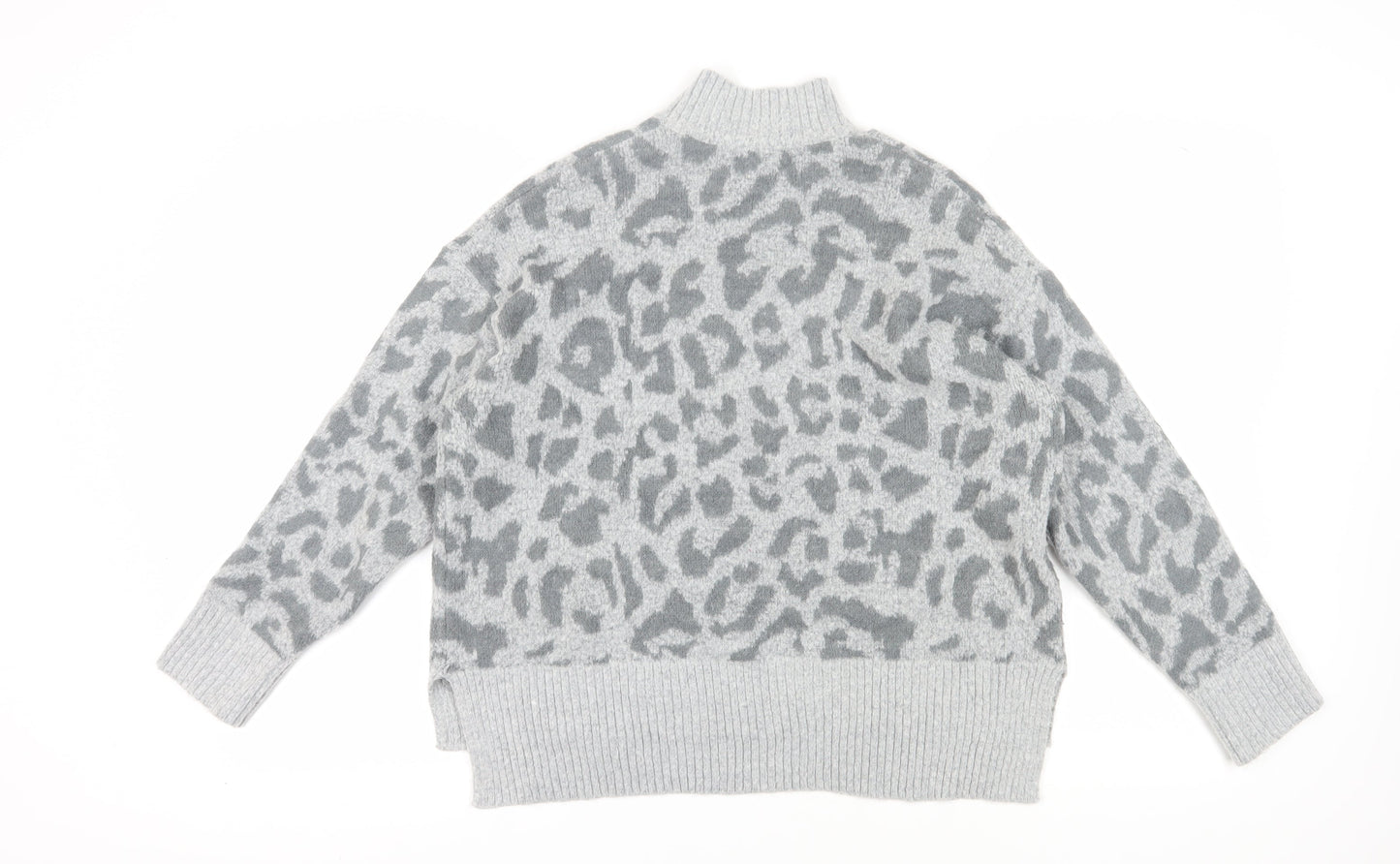 Oasis Women's Grey Sequin Animal Print Jumper - M