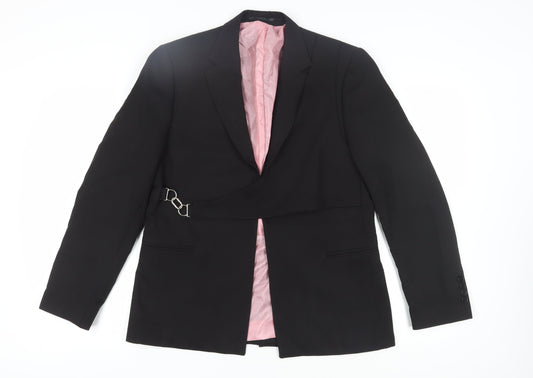 boohooMAN Men's Black Blazer, Size 38, Notch Lapel