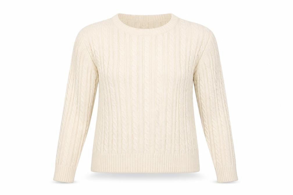 Pull & Bear Women's Ivory Cable-Knit Jumper XS