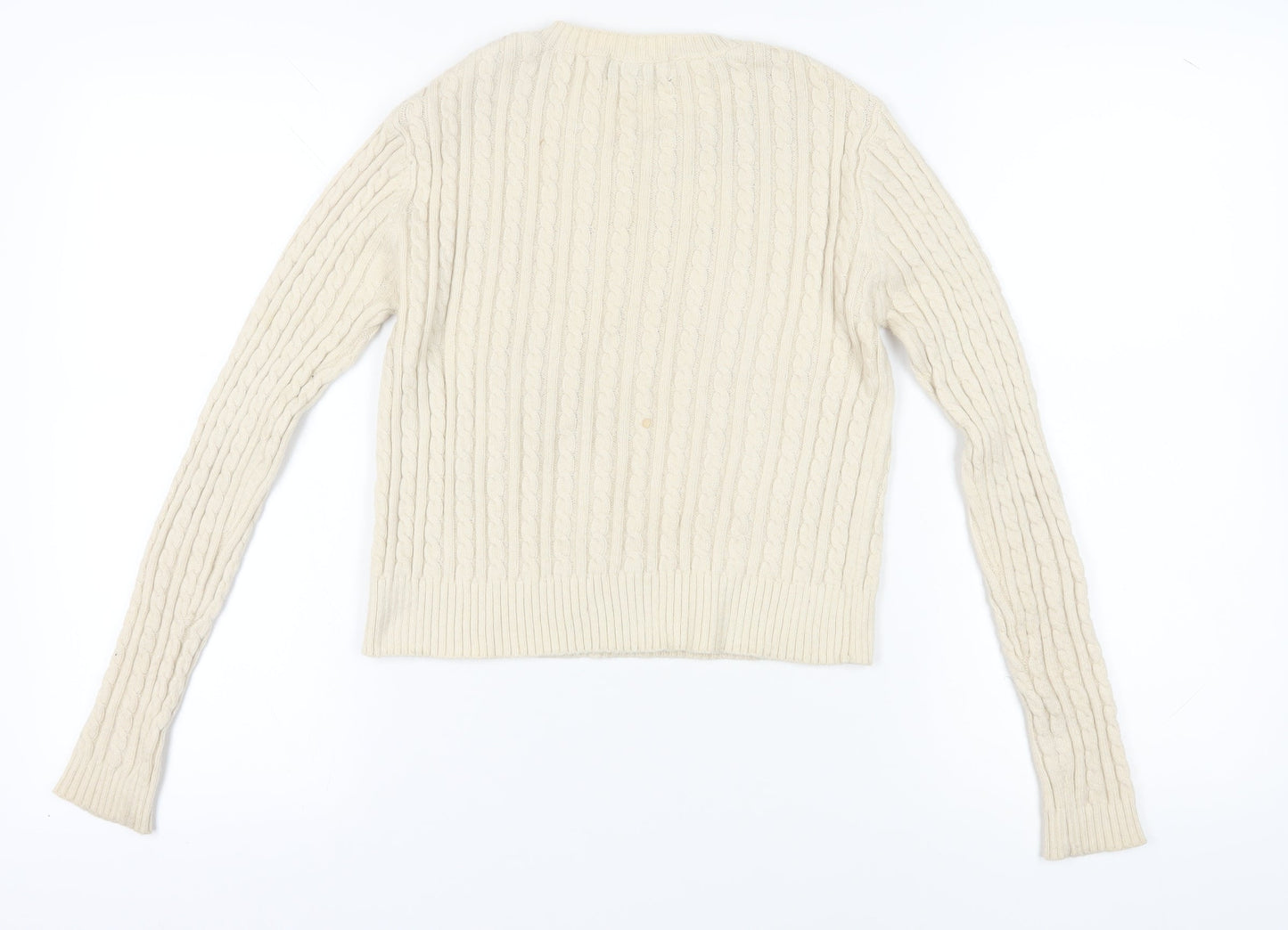 Pull & Bear Women's Ivory Cable-Knit Jumper XS