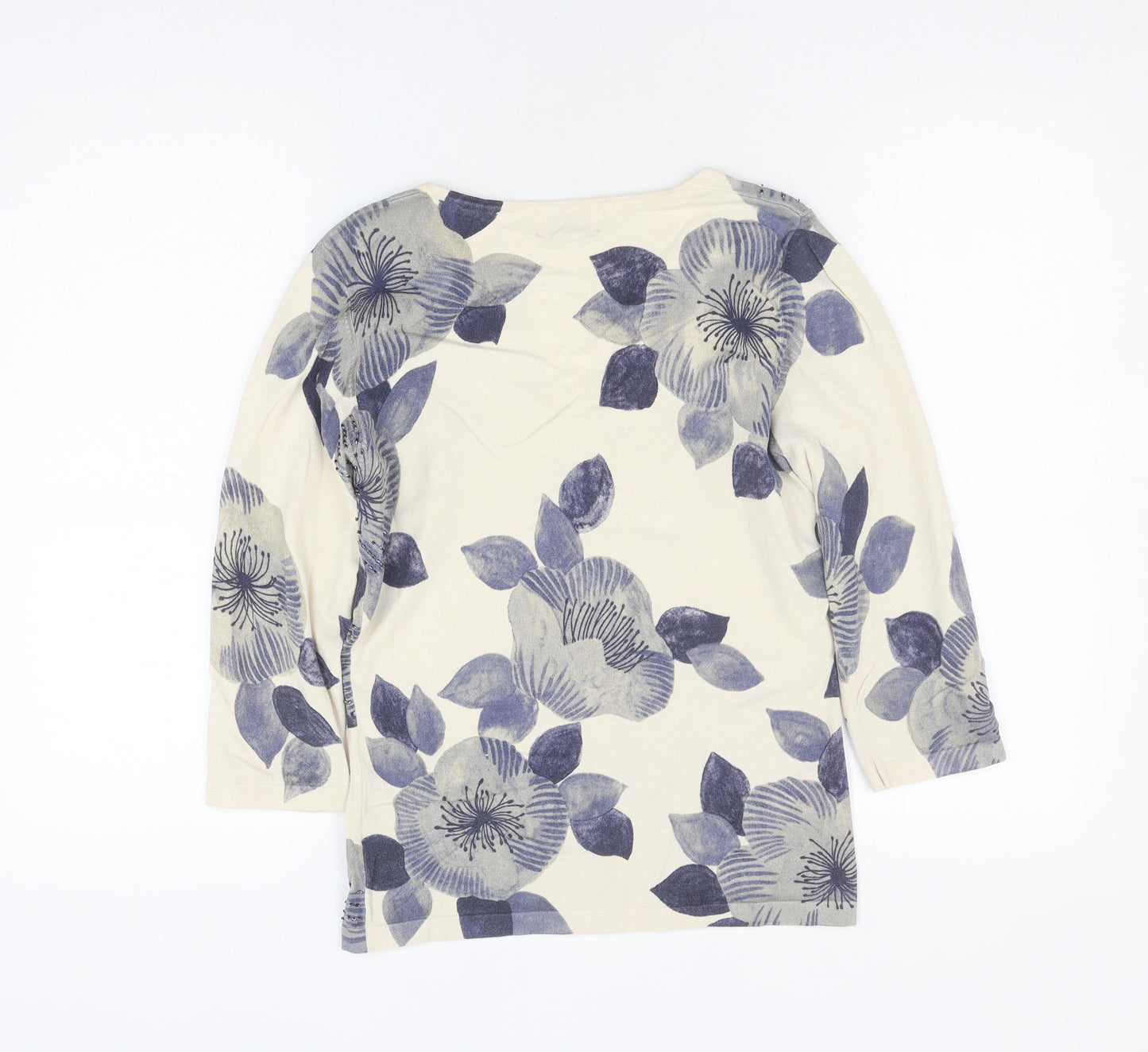 Kaliko Women's Ivory Floral Blouse, V-Neck, UK 10