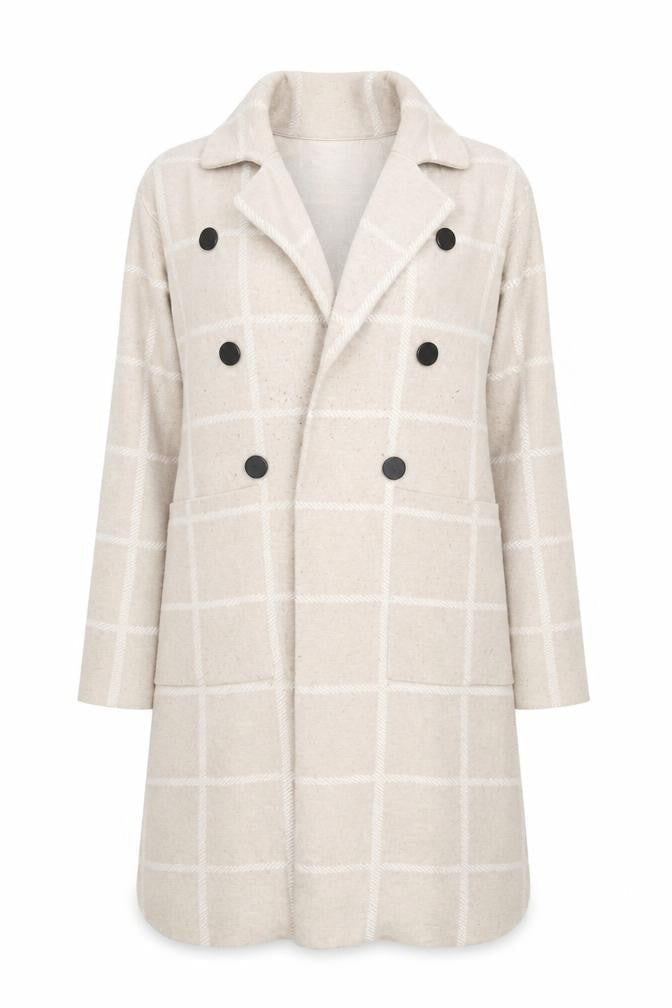 Adrienne Vittadini Women's Beige XL Check Coatigan Overcoat