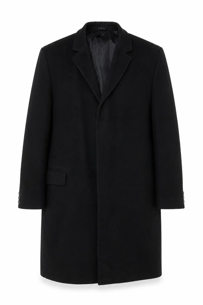 Karl Jackson Men's Black Regular Fit Wool Coat