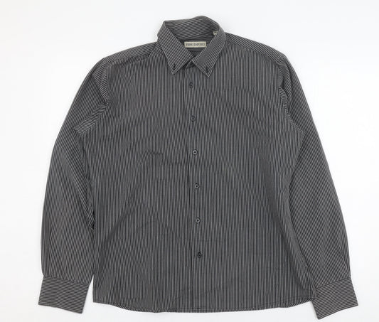 Primo Emporio Men's Grey Striped XL Button-Up Shirt