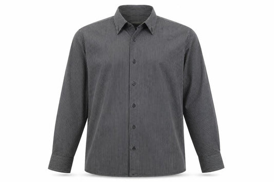 Primo Emporio Men's Grey Striped XL Button-Up Shirt