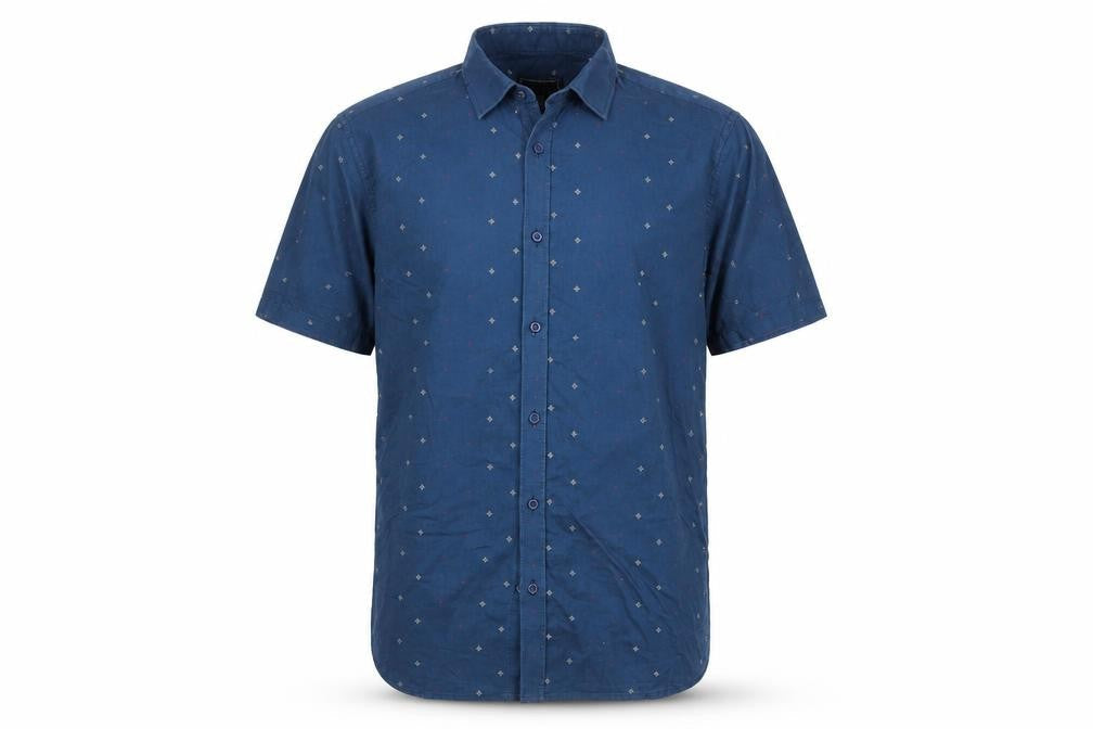 Morgan M Men's Blue Geometric Button-Up Shirt M