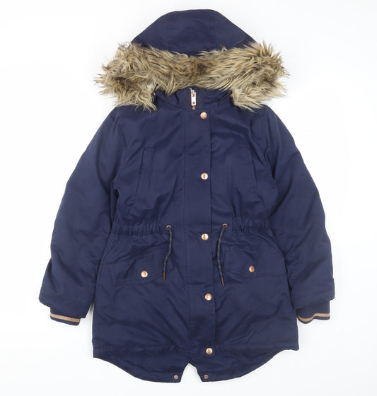 John Lewis Girls Blue Parka Coat 10 Years