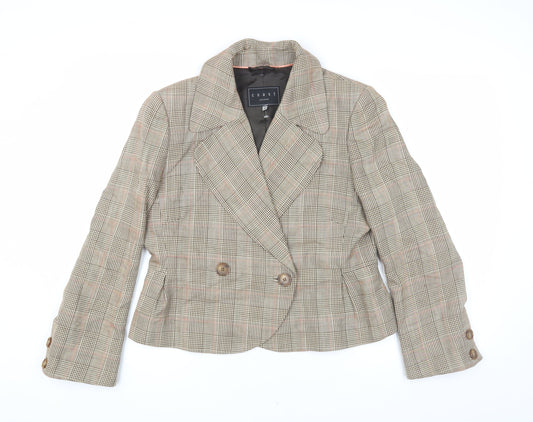 Coast Women's Beige Plaid Blazer Jacket - Size 16