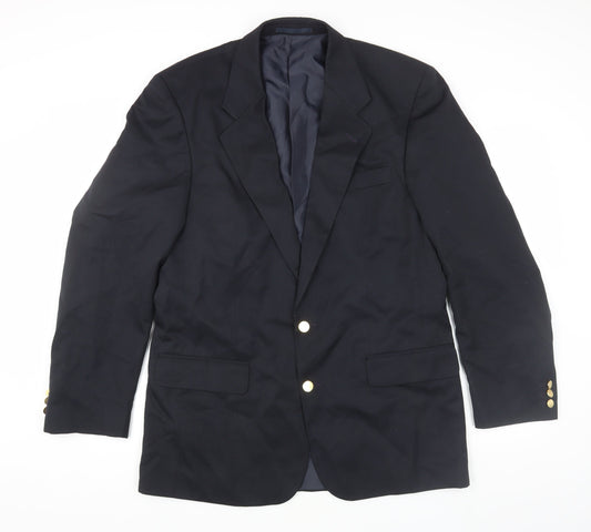 BHS Men's Black Long Blazer, Size 40L, Classic Look