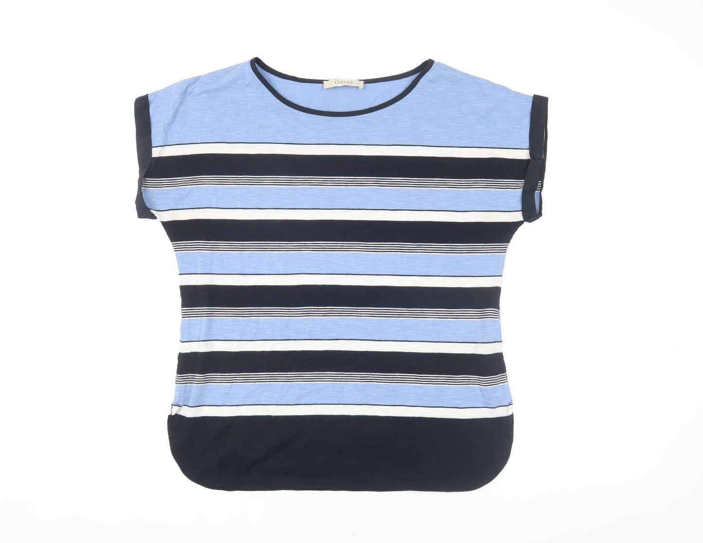 Oasis Women's Blue Striped T-Shirt, M, Spring Casual