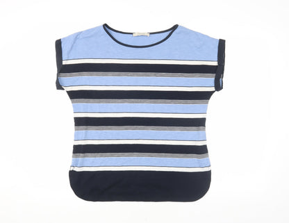 Oasis Women's Blue Striped T-Shirt, M, Spring Casual