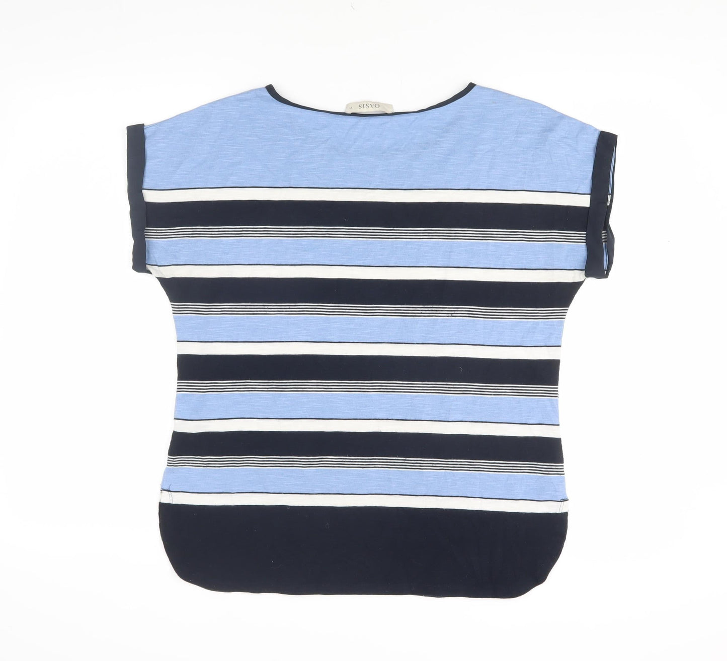 Oasis Women's Blue Striped T-Shirt, M, Spring Casual