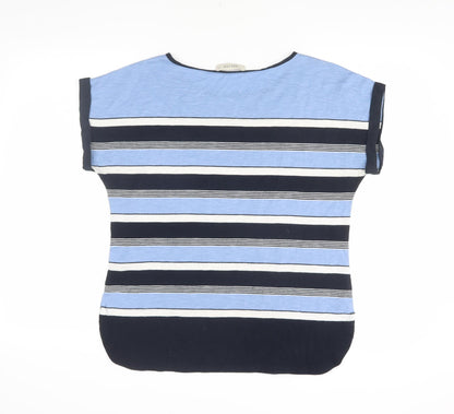 Oasis Women's Blue Striped T-Shirt, M, Spring Casual