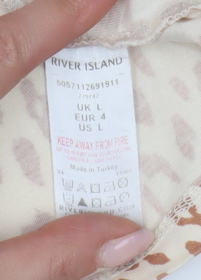 River Island Women's Animal Print Long Sleeve Top L