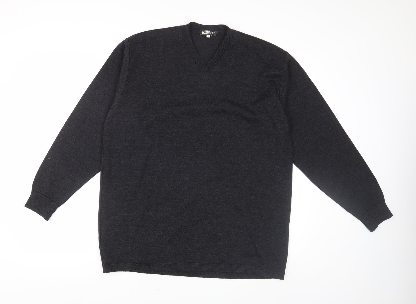 On Off Men's Black Pullover Jumper L V-Neck