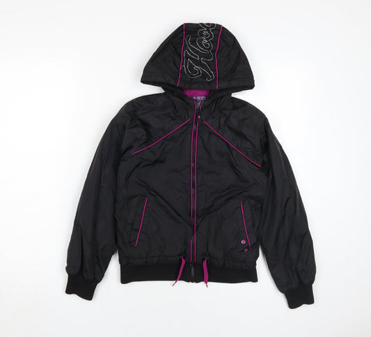 Hooch Girls Black Bomber Jacket, Hooded, Age 10-11 Years