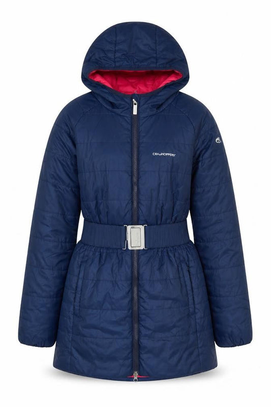 Craghoppers Girls Blue Puffer Jacket 13 Years Hooded & Belted