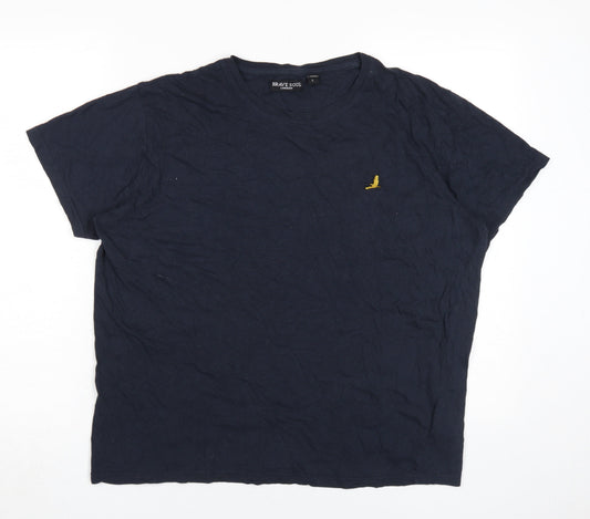Brave Soul Men's Blue Crew Neck T-Shirt, L, Cotton