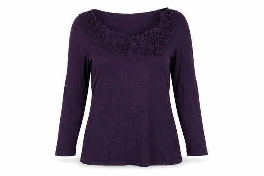 Boden Women's Purple Blouse 3/4 Sleeve Ruffle Detail