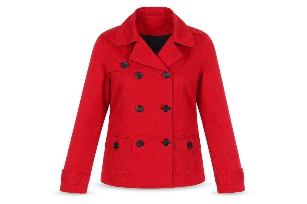 Laura Ashley Red Women's Pea Coat Jacket Size 10