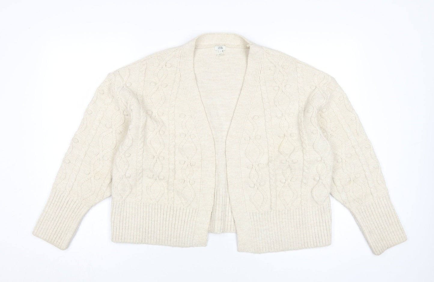 River Island Women's Ivory Cardigan M, Cable-Knit Style