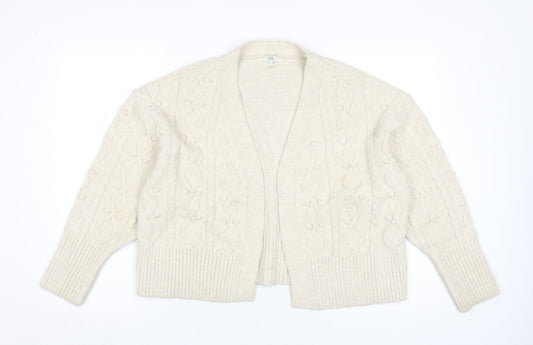 River Island Women's Ivory Cardigan M, Cable-Knit Style