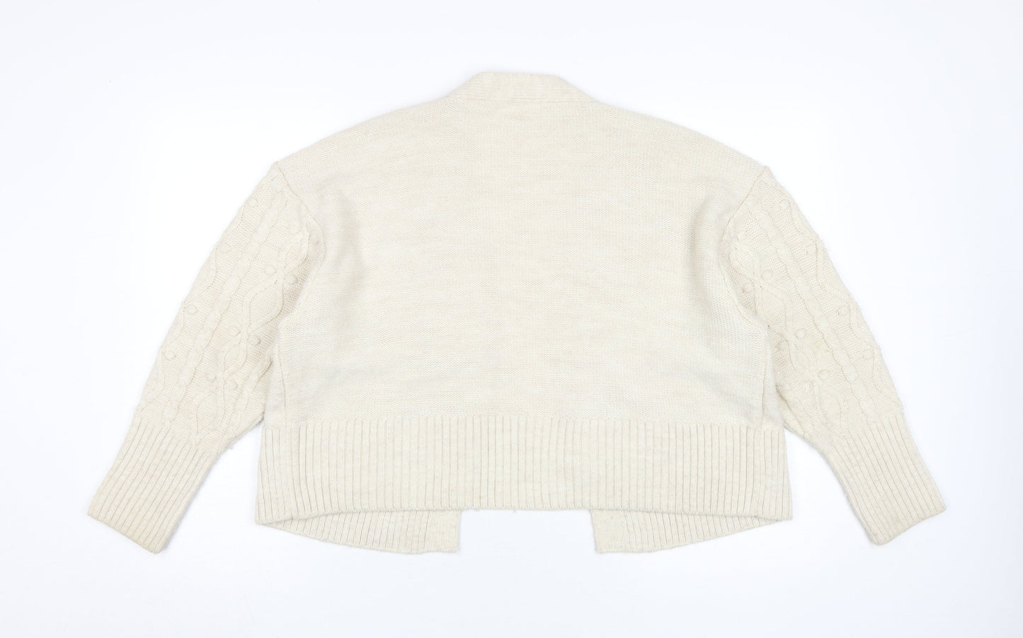 River Island Women's Ivory Cardigan M, Cable-Knit Style
