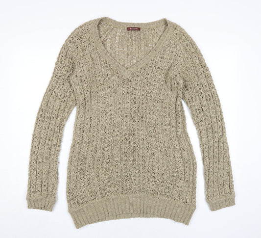 Savoir Women's Beige Cable-Knit Pullover Jumper Size 12