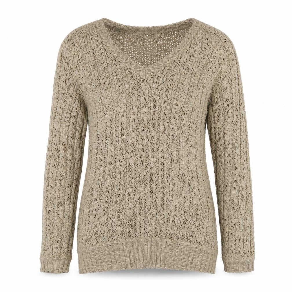 Savoir Women's Beige Cable-Knit Pullover Jumper Size 12