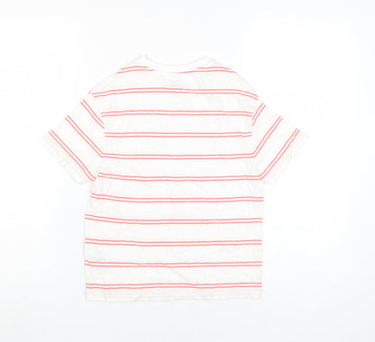 Marks & Spencer Boys White Striped T-Shirt, Size 6-7