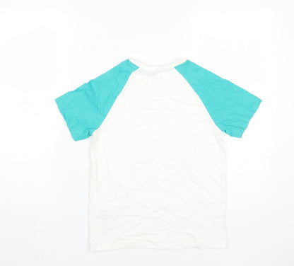 Marks & Spencer Boys White Blue T-Shirt 9-10 Years