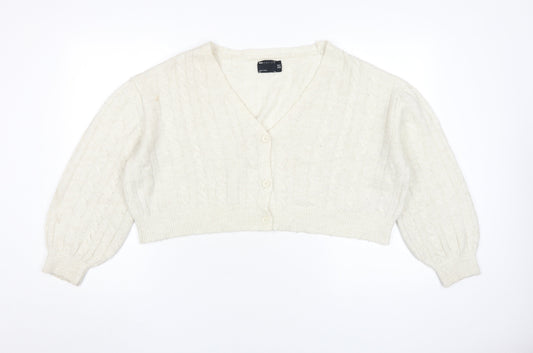 ASOS Women's Ivory V-Neck Cardigan Size 10