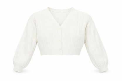 Front view of ASOS Women's Ivory V-Neck Cardigan, size 10