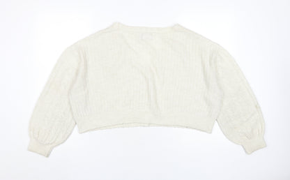 Back view of ASOS Women's Ivory V-Neck Cardigan, size 10