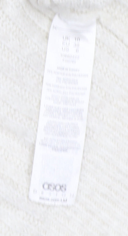 Close-up detail of ASOS Women's Ivory V-Neck Cardigan, size 10