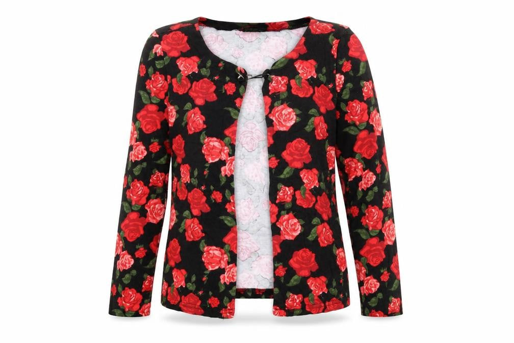 Chillytime Women's Black Floral Long Sleeve Blouse Size 10