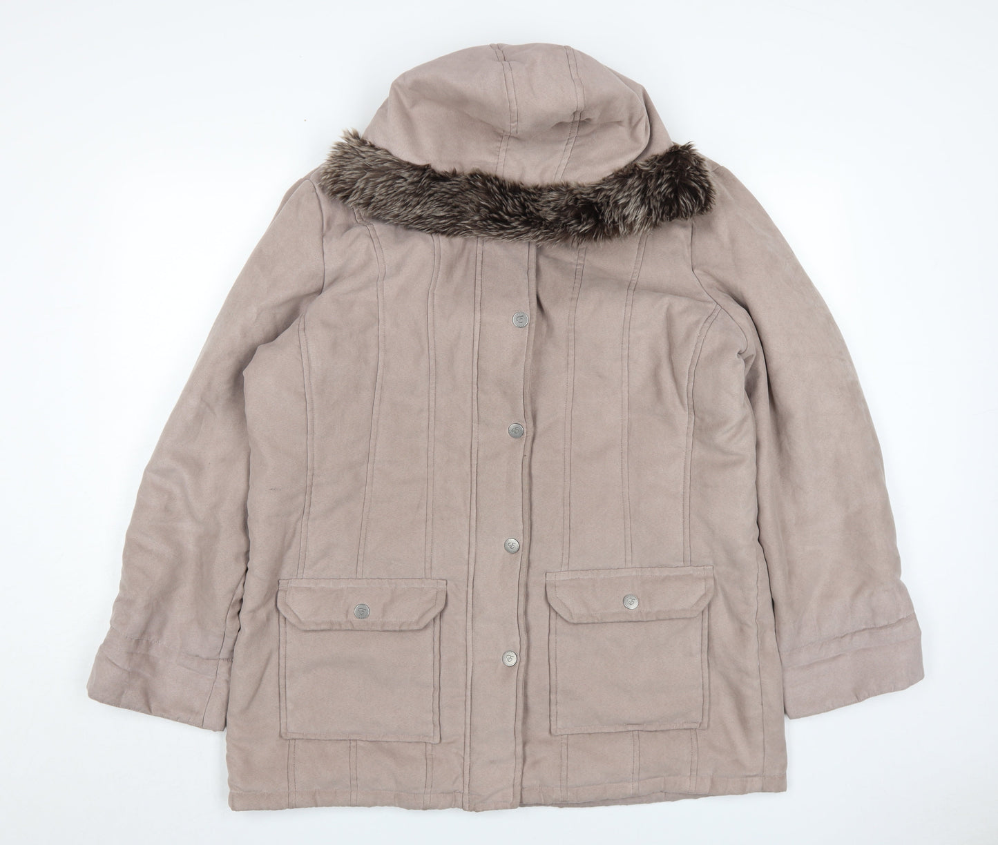Eastex Women's Beige Coat Size 16 Faux Fur Trim